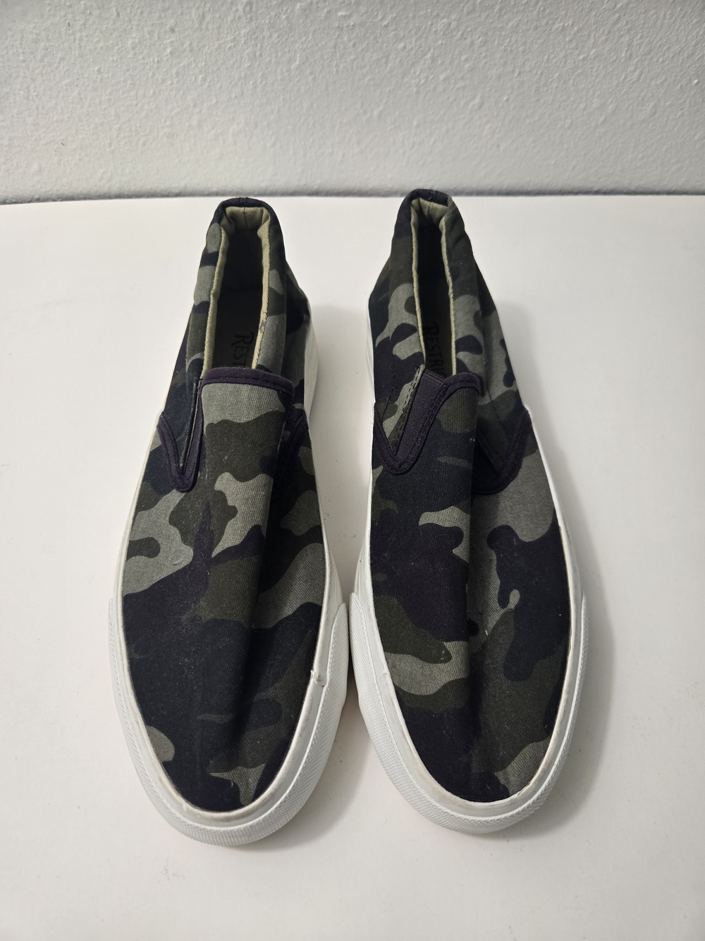 Restricted Camo Slip-On Flats in Green and Black - Size 9